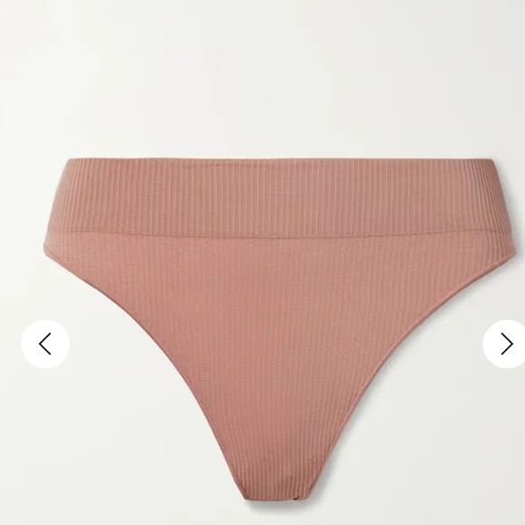 3pcs-SKIMS STRETCH RIB BUNDLE IN ROSE CLAY/NWT/S/M- THONG, SHORT & HIGH NECK BRA - Picture 8 of 16